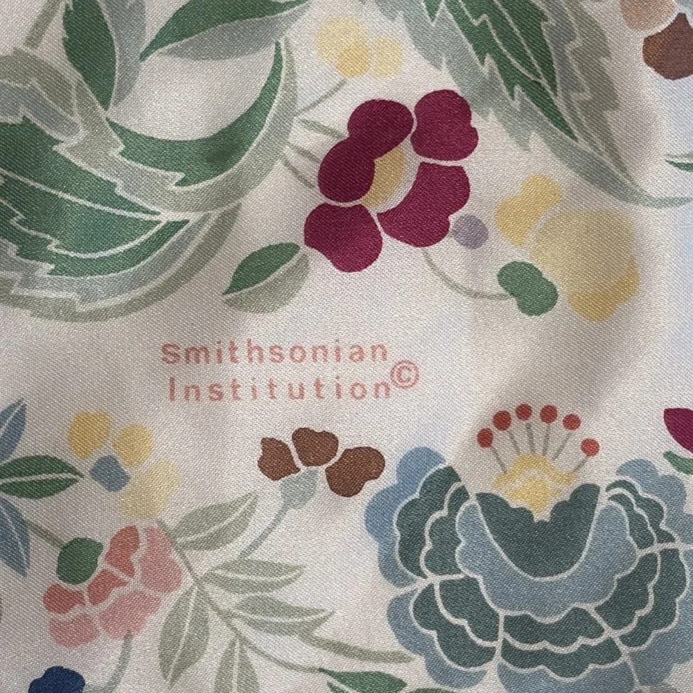 Vintage Smithsonian Institute Floral Silk Scarf 31